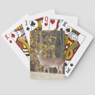 Jeu De Cartes Cerf devant l'arbre d'automne jaune