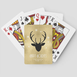 Jeu De Cartes Cerfs Antlers Silhouette & Flakes Gold ID861