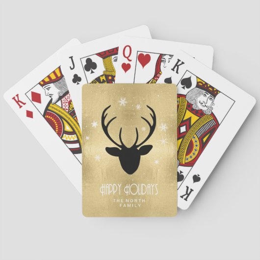 Jeu De Cartes Cerfs Antlers Silhouette & Flakes Gold ID861 (dos)