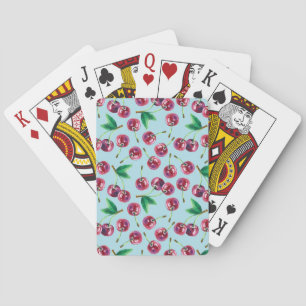 Jeu De Cartes Cerises d'aquarelle modernes : Motif de baies jute