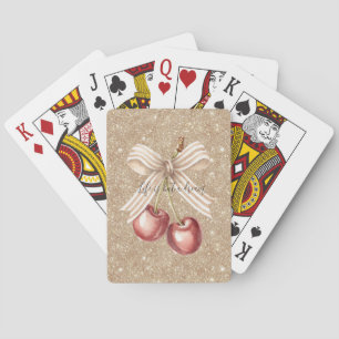 Jeu De Cartes Cerises Rouges Pailletées Or