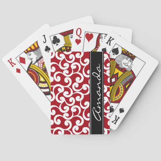 Jeu De Cartes Cerry Red Monogrammes Éléments Imprimer (dos)