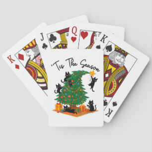Jeu De Cartes C'est la saison Arbre de Noël Chat noir mignon