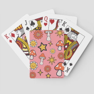 Jeu De Cartes Champignons, Fleurs, & Étoiles Cartes De Jeu Rose