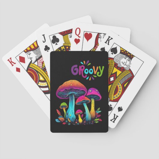 Jeu De Cartes Champignons psychédéliques colorés- (dos)