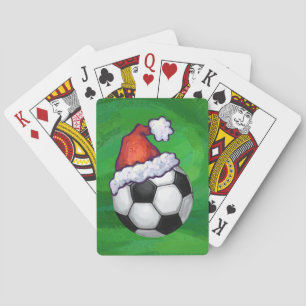 Jeu De Cartes Chapeau de Père Noël sur ballon de football sur fo