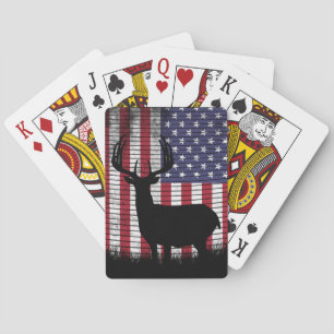 Jeu De Cartes Chasse au Drapeau Américain Silhouette de Cerf
