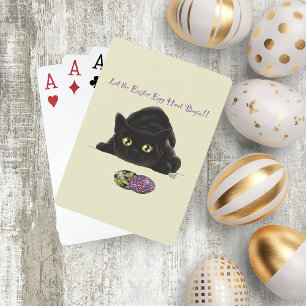 Jeu De Cartes Chasse aux œufs de Pâques de chat noir Fête jaune