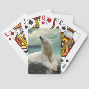 Jeu De Cartes Chasseur blanc d'ours blanc sur la roche
