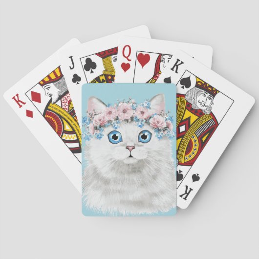 Jeu De Cartes Chat à fleurs blanc sucré (dos)