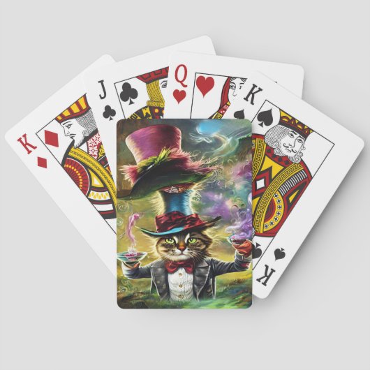 Jeu De Cartes Chat anthropomorphique Mad Hatter Imaginaire Fairy (dos)