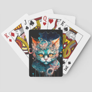 Jeu De Cartes Chat aquarelle en style steampunk