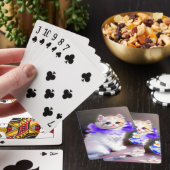Jeu De Cartes Chat blanc avec collier de fleurs violettes (In Situ)