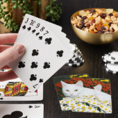 Jeu De Cartes Chat blanc dans les fleurs d'automne (In Situ)