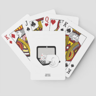 Jeu De Cartes Chat Blanc Dormir Sur Ordinateur Portable Jouer De