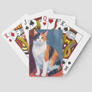 Jeu De Cartes Chat calico Chaton mignon aquarelle Chat Animal