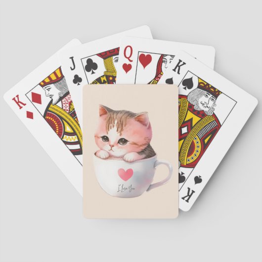 Jeu De Cartes Chat Chibi Rose Pâté Kawaii (dos)