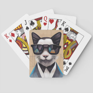 Jeu De Cartes CHAT cool AVEC LUNETTES DE SOLEIL ART CARTES DE JE