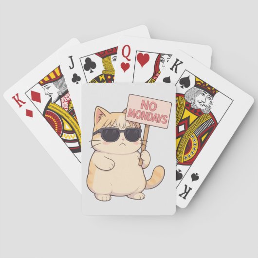 Jeu De Cartes Chat Cool Pas Le Lundi Mème Esthétique (dos)