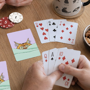 Jeu De Cartes Chat curieux roux Peekaboo Drôle Lavande Vert