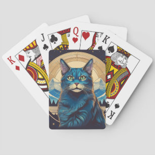 Jeu De Cartes Chat Cymrique avec fond de montagne vedette
