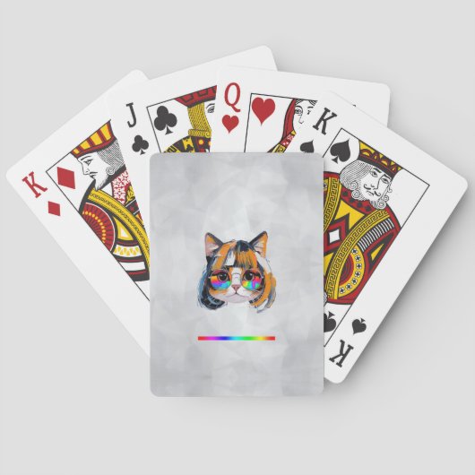 Jeu De Cartes Chat dans une perruque + Lunettes de soleil (Peint (dos)
