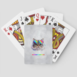 Jeu De Cartes Chat dans une perruque + Lunettes de soleil (Peint