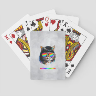 Jeu De Cartes Chat dans une perruque + Lunettes de soleil (Peint