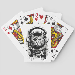 Jeu De Cartes Chat d'astronaute noir et blanc