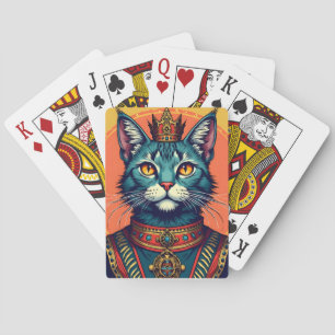 Jeu De Cartes Chat de dessin animé aux yeux bleus