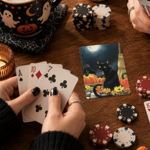 Jeu De Cartes Chat de l'automne noir enchanté au clair de lune