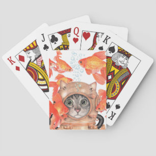 Jeu De Cartes Chat de scaphandre parmi les poissons