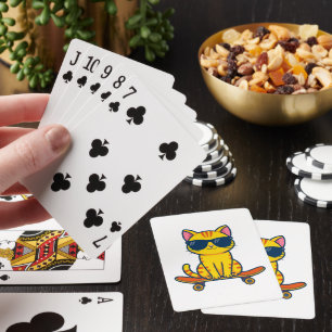 Jeu De Cartes Chat de skateboard cool portant des lunettes de so