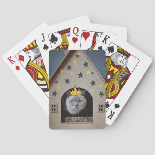 Jeu De Cartes Chat Drôle portant une couronne de Bling à paillet