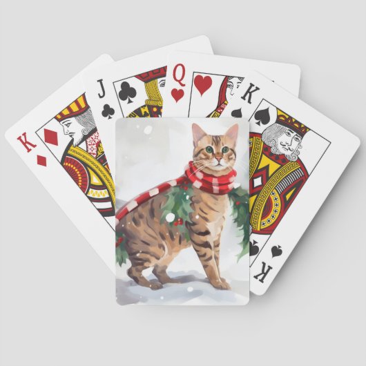 Jeu De Cartes Chat du Bengale à Noël de neige (dos)