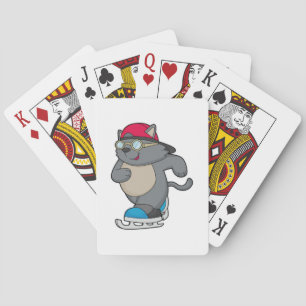 Jeu De Cartes Chat en patinage sur glace avec patins sur glace