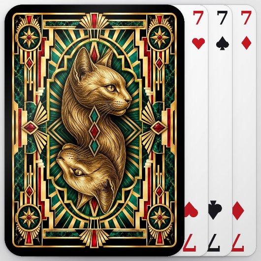 Jeu De Cartes Chat, faune Art déco