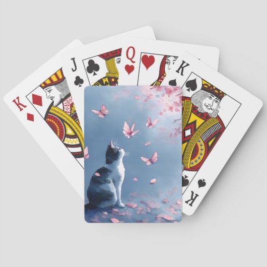 Jeu De Cartes Chat Fleur de Cerisier et Papillons (4) (dos)