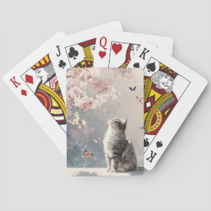 Jeu De Cartes Chat Fleur de Cerisier et Papillons (6)