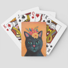 Chat & Fleurs Jouer Cartes