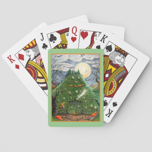 JEU DE CARTES CHAT GHOSES DANS NEUF CIMETIÈRE DE VIE, ART FOLK É (dos)