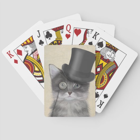 Jeu De Cartes Chat gris avec chapeau supérieur (dos)
