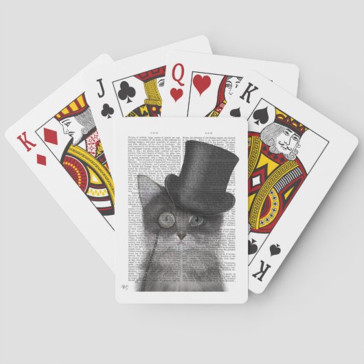 Jeu De Cartes Chat gris avec chapeau supérieur (dos)