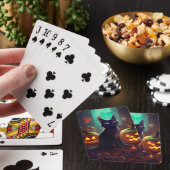 Jeu De Cartes Chat Halloween Tuxedo Avec Peur Citrouille (In Situ)
