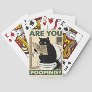 Jeu De Cartes Chat hilarant lisant un journal dans les toilettes