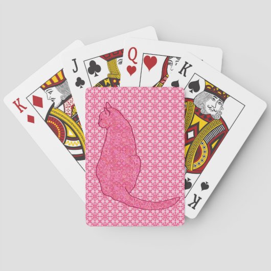 Jeu De Cartes Chat japonais - Fuchsia Pink Batik (dos)