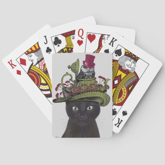 Jeu De Cartes Chat noir avec théière et hibou (dos)