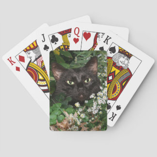 Jeu De Cartes Chat noir dans les fleurs sauvages