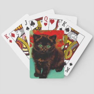 Jeu De Cartes Chat noir de Van Gogh Fleurs rouges