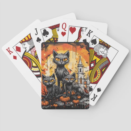 Jeu De Cartes Chat noir effrayant d'Halloween (dos)
